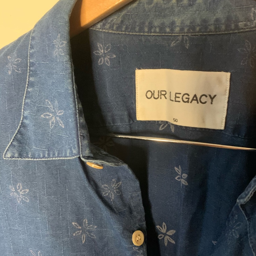 Our Legacy denim half button long sleeve shirt - Picture 3 of 6